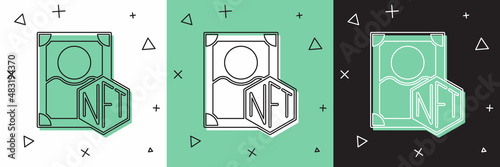 Set NFT Digital crypto art icon isolated on white and green, black background. Non fungible token. Vector
