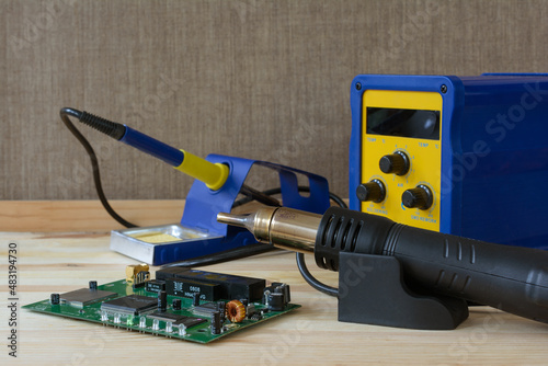 Soldering station, a tool used for melting solder and applying it to metals that are to be joined. Hand tool for chip repair.