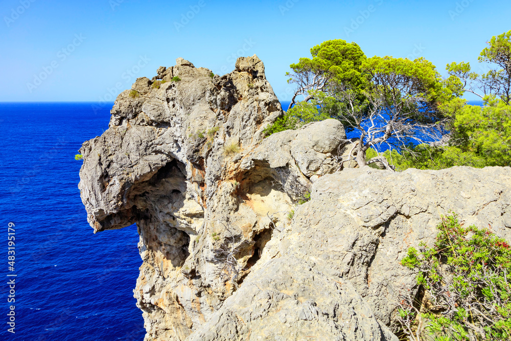 Wild cliffs in Mallorca near the ruta de Muleda