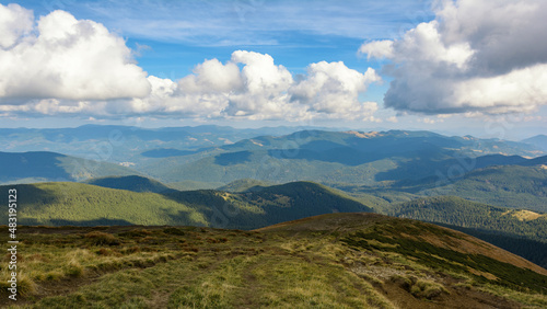 Trail to Mount Hoverla. Carpathian Mountains in Ukraine.