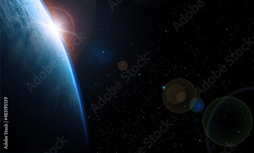 Fototapeta Naklejka Na Ścianę i Meble -  LEVER DE SOLEIL DANS L'ESPACE. Elements of this image furnished by NASA