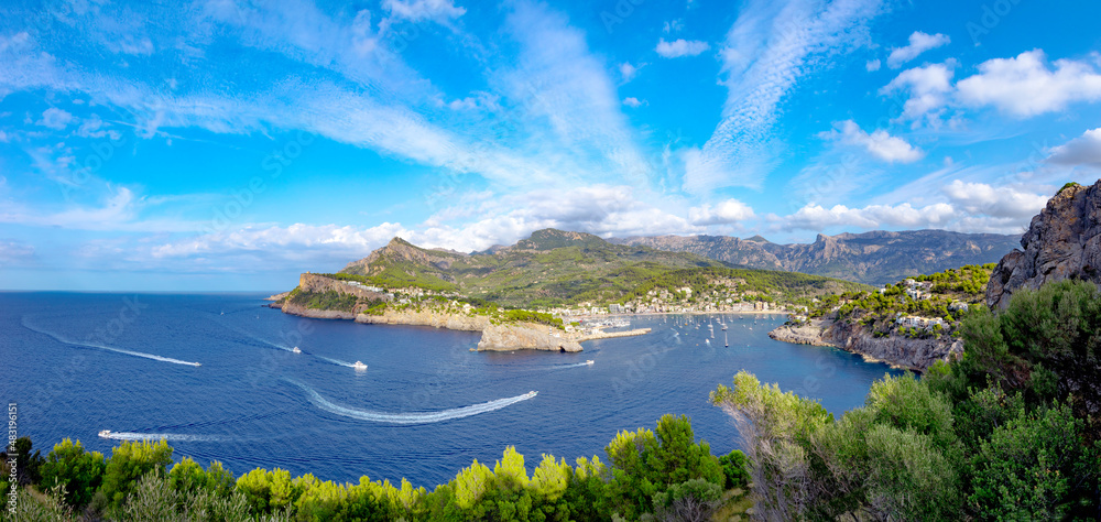Port de Soller view from new Lighthous with mountains and surroundings