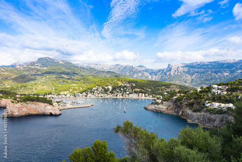 Port de Soller view from Lighthouse with mountains