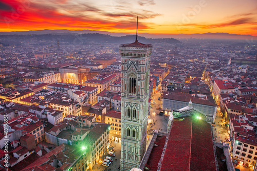 Giottos Bell Tower in Florence, Italy at Dusk photo