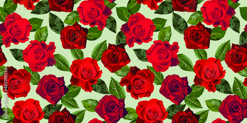Red roses vector seamless pattern