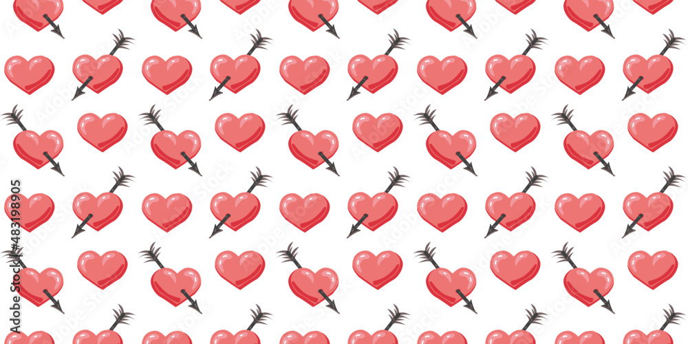Vector illustration. Pattern with hearts and arrows. Romance, love Vector illustration. Pattern with hearts and arrows. Romance, love