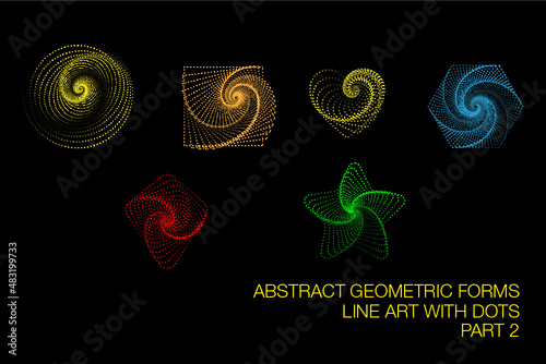 Formas abstractas hechas con puntos. Parte 2, 6 elementos editables.
