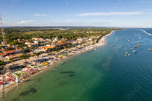 Aerial view of French Beach or "Praia do Frances", clear waters, Maceio, Alagoas. Northeast region of Brazil.