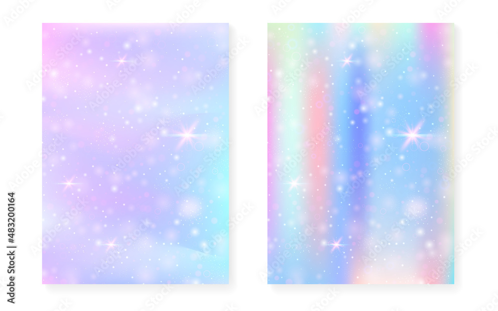 Kawaii background with rainbow princess gradient. Magic unicorn hologram. Kawaii background with rainbow princess gradient. Magic unicorn hologram.
