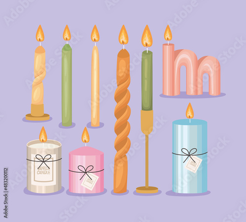 candle icons set