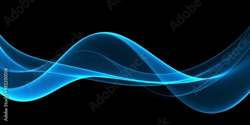 Abstract elegant blue neon wave background 