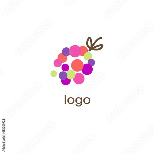 VECTOR of  round abstract sign berries. Grape. Blackberry. Raspberries. Logo. Business icon for the company.  Vector Illustration.