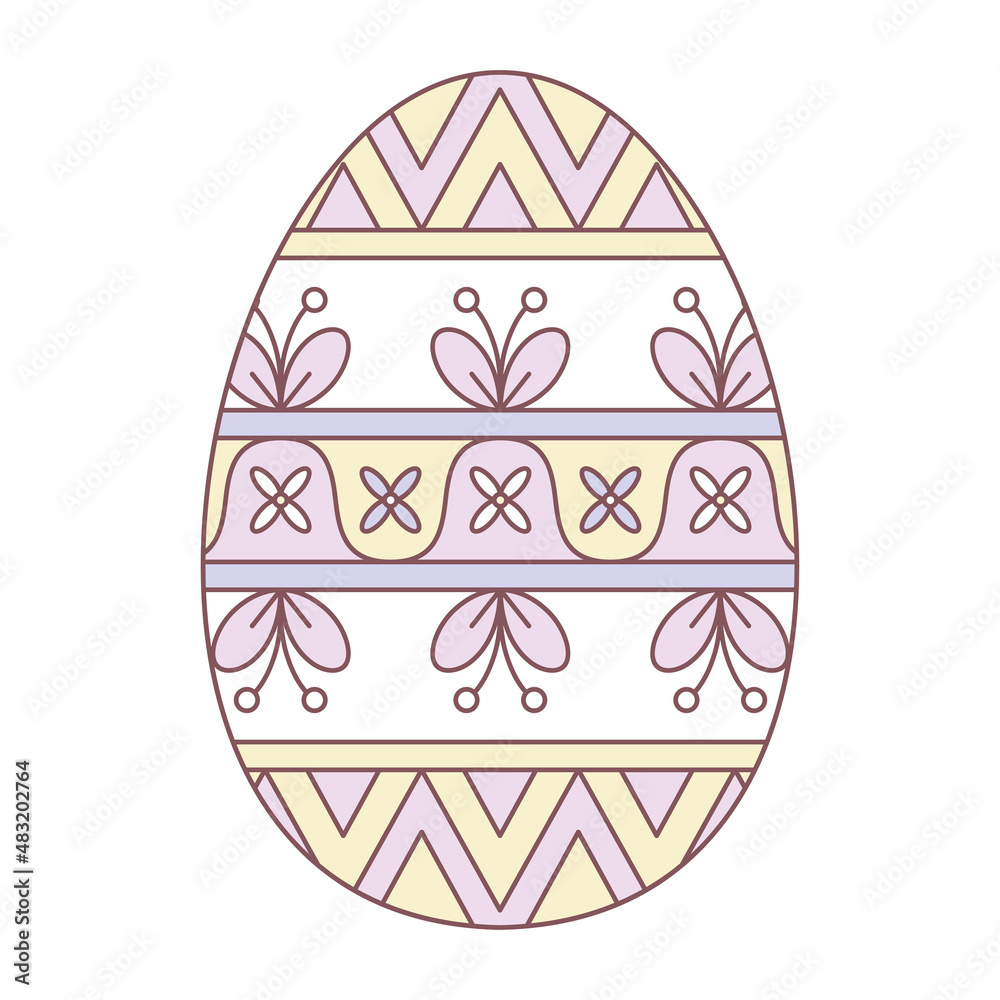 Isolated easter egg with floral decorations on pastel color Vector illustration