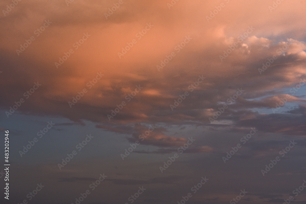 landscape light soft panorama sunset sky background with pink clouds beautiful sunset
