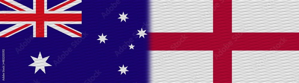 England and Australia Fabric Texture Flag – 3D Illustration