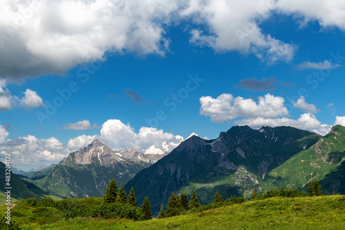 Almwiese mit Gebirge am Arlberg, Lechtal © horstmarka