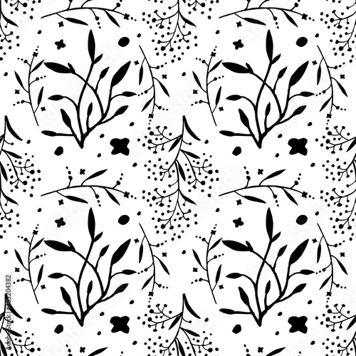 Twigs seamless pattern. Branches floral wallpaper.