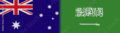Fototapeta Naklejka Na Ścianę i Meble -  Saudi Arabia and Australia Fabric Texture Flag – 3D Illustration