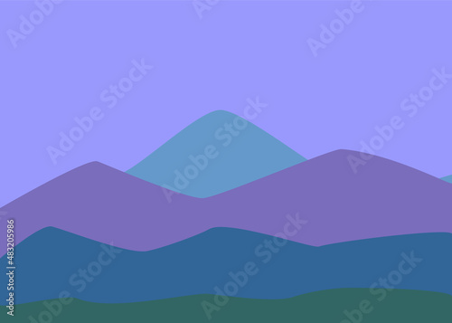 Mountains vector landscape blue background