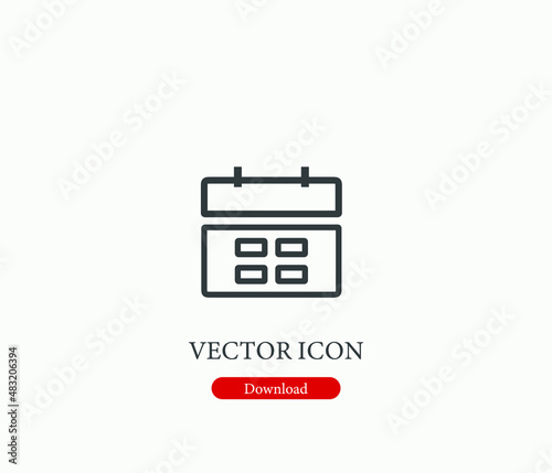 Calendar vector icon. Editable stroke. Symbol in Line Art Style for Design, Presentation, Website or Apps Elements, Logo. Pixel vector graphics - Vector