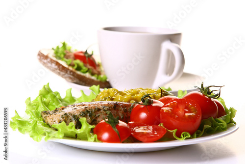 fresh sanswich with tuna and vegetables photo