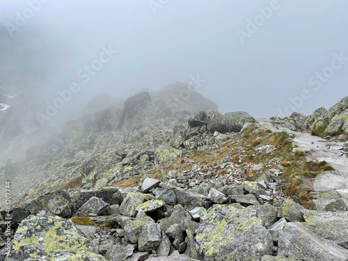 mountain landscape with fog