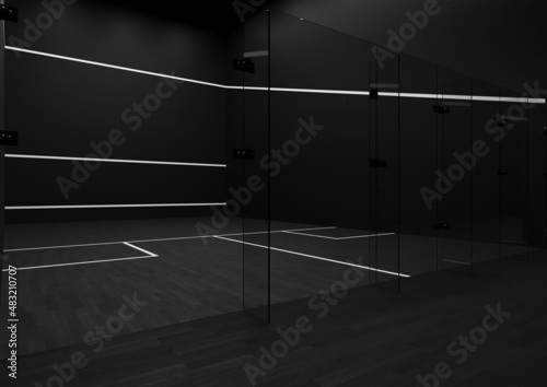 Squash court - sport - black and white