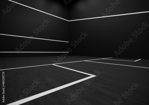 Squash court - sport - black and white © Ian