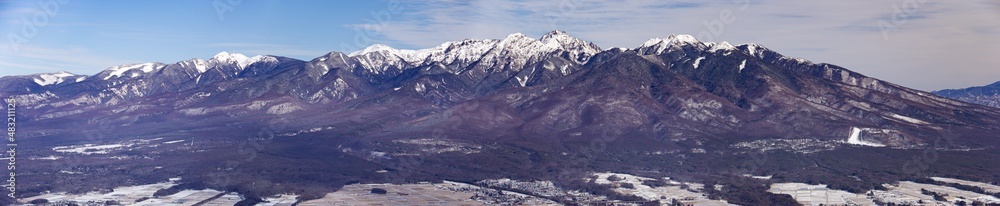 冬の八ヶ岳連峰パノラマ　富士見パノラマスキー場山頂からの絶景