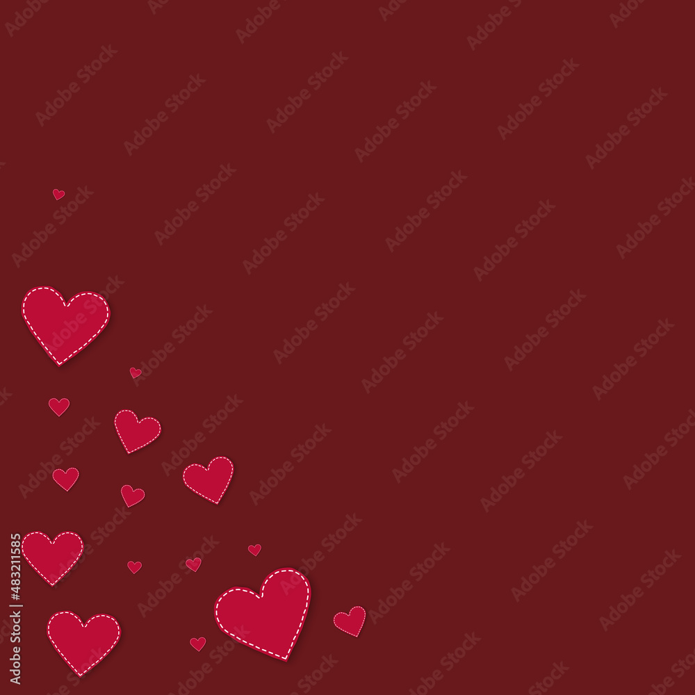 Red heart love confettis. Valentine's day corner j