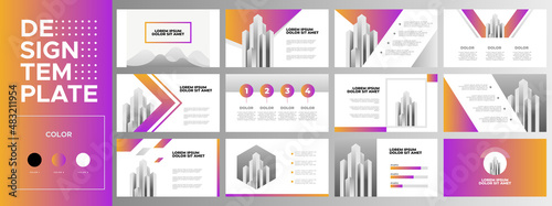 Powerpoint business presentation templates set. Use for business annual report, keynote, brochure design, website slider, landing page, company profile, facebook banner with gradient color.