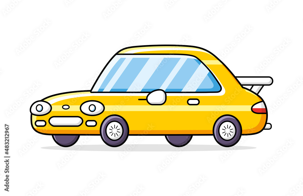 Yellow luxury sports car isolated cartoon vector