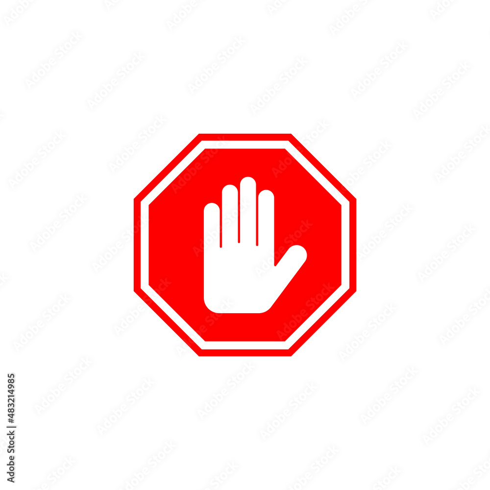 Stop icon. stop road sign. hand stop sign and symbol. Do not enter stop red sign with hand Stop icon. stop road sign. hand stop sign and symbol. Do not enter stop red sign with hand