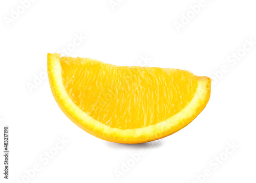 Piece of fresh orange on white background