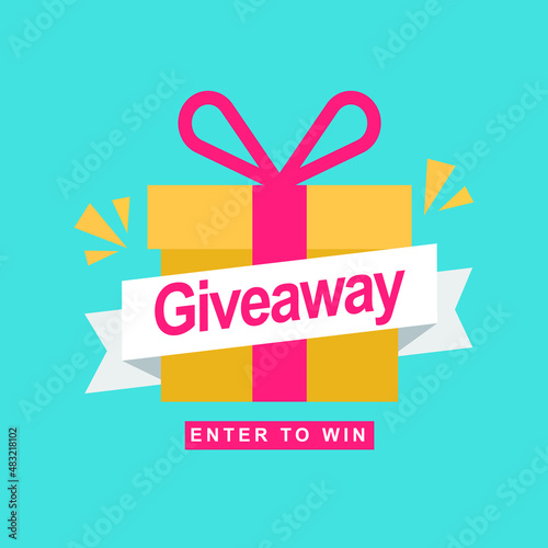 Giveaway banner template. Gift social media. follow like share.	
