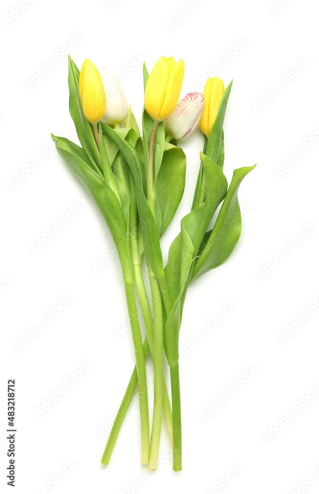 Bouquet of beautiful tulips isolated on white background Bouquet of beautiful tulips isolated on white background