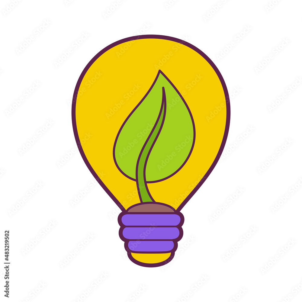 Isolated lightbulb animated clean energy vector illustration