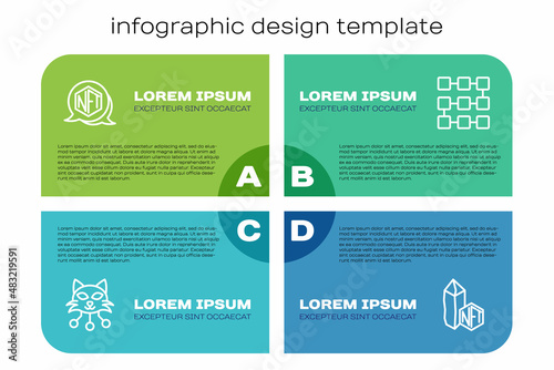 Set line NFT Digital crypto art, and blockchain technology. Business infographic template. Vector