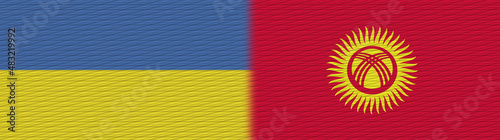 Kyrgyzstan and Ukraine Fabric Texture Flag – 3D Illustration