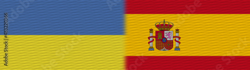 Spain and Ukraine Fabric Texture Flag – 3D Illustration
