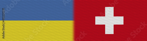 Switzerland and Ukraine Fabric Texture Flag – 3D Illustration