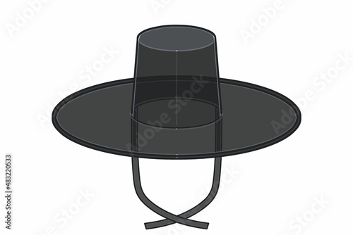 Gat. A gat is the name of Korean traditional hat worn by men along with hanbok (Korean traditional clothing) during the Joseon period. Vector illustration.