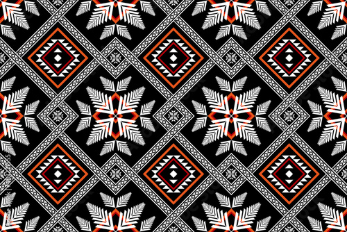 Geometric ethnic seamless pattern traditional. Flower decoration. Design for background, carpet,wallpaper,clothing,wrapping,batik,fabric,Vector,illustration,embroidery.