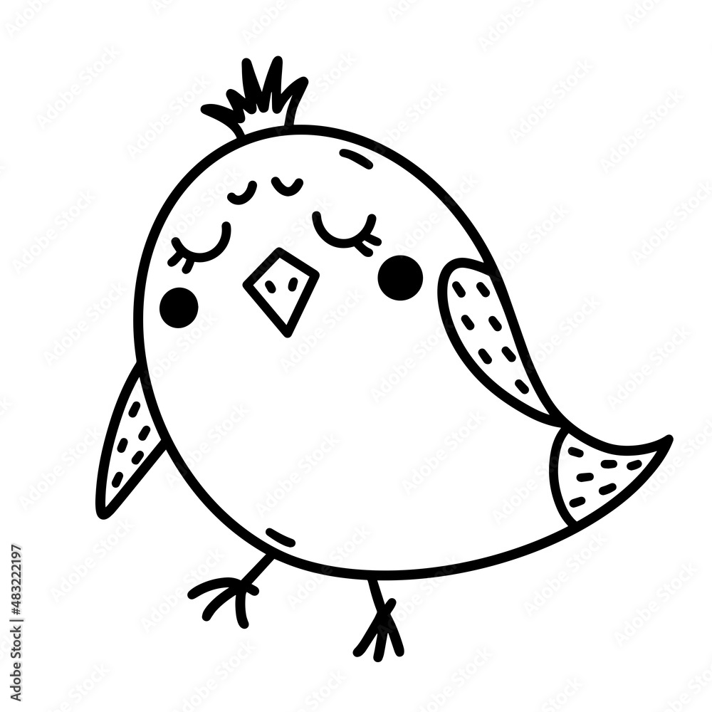 Cute little chicken vector icon. Hand drawn illustration isolated on white background. Funny chick dreams with closed eyes. Poultry sketch. Monochrome doodle bird, concept for decoration and design Cute little chicken vector icon. Hand drawn illustration isolated on white background. Funny chick dreams with closed eyes. Poultry sketch. Monochrome doodle bird, concept for decoration and design