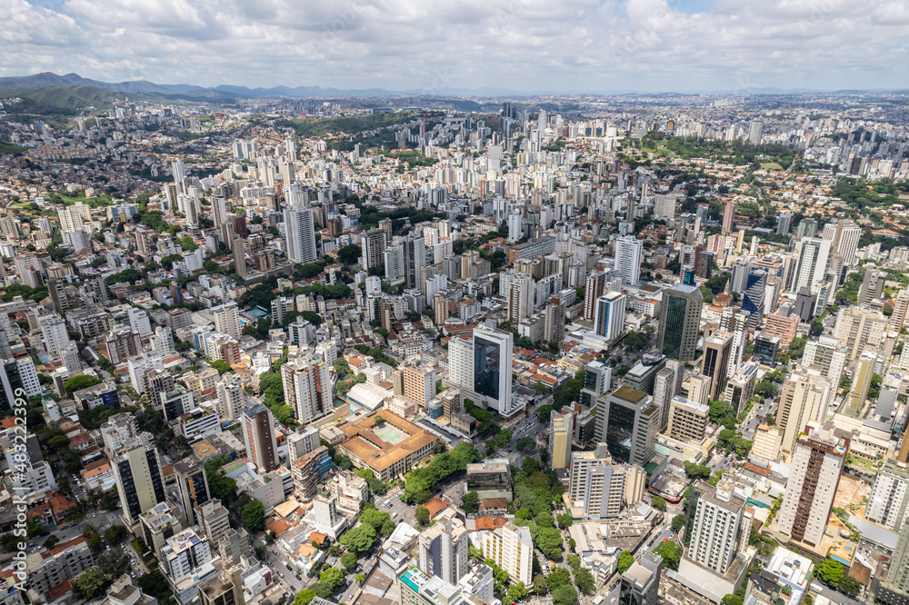 Aerial view of the city of Belo Horizonte, in Minas Gerais, Brazil.