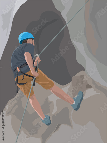 Climber on the Rock in illustration graphic vector