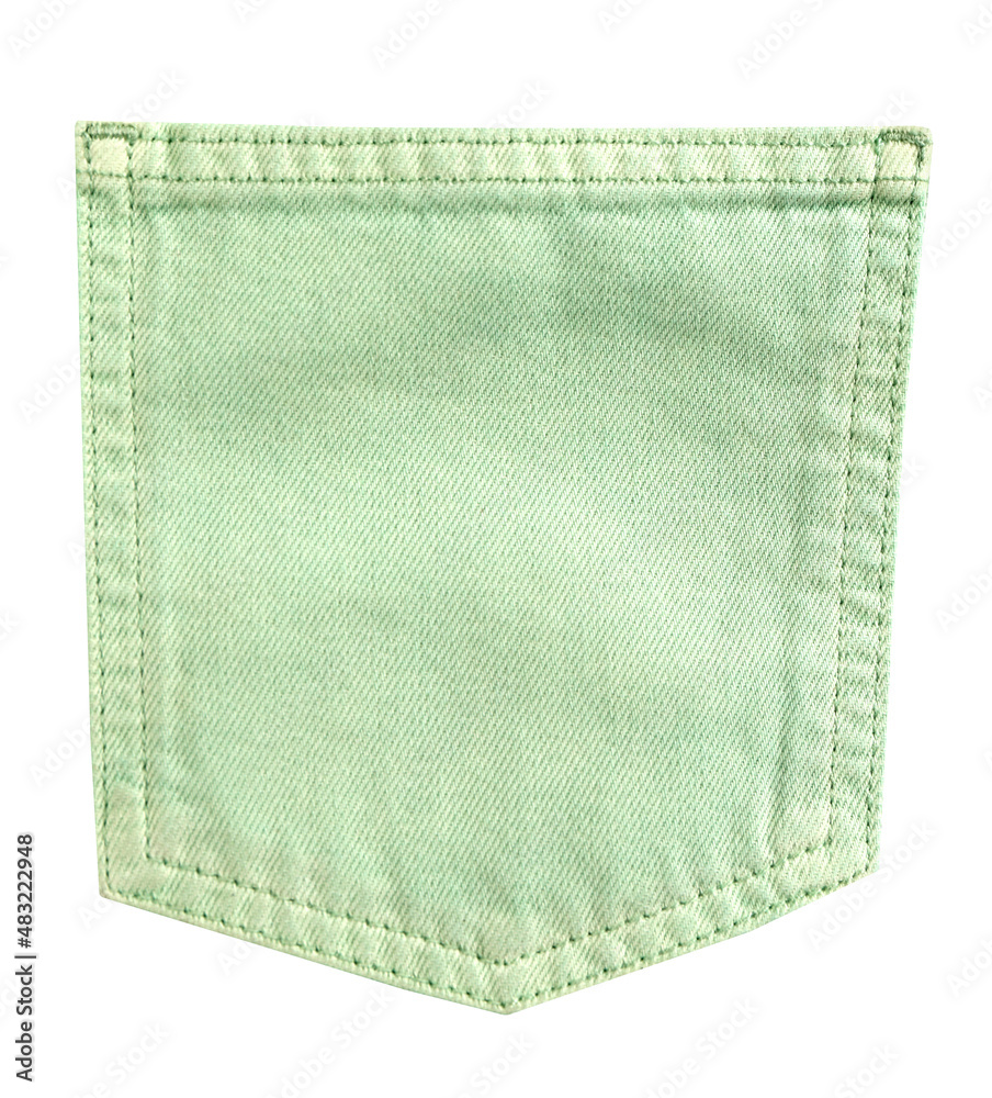 Light green denim pocket isolated on white Light green denim pocket isolated on white