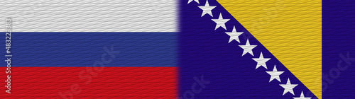 Bosnia and Herzegovina and Russia Fabric Texture Flag     3D Illustration
