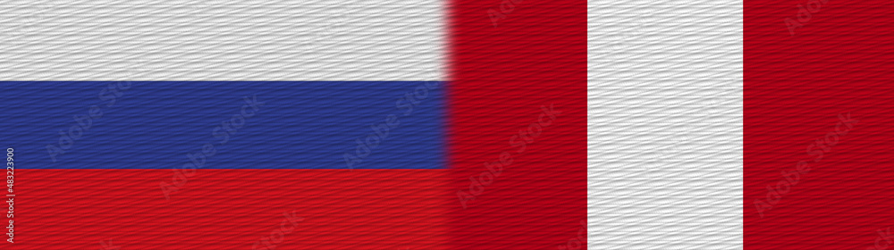 Fototapeta premium Peru and Russia Fabric Texture Flag – 3D Illustration