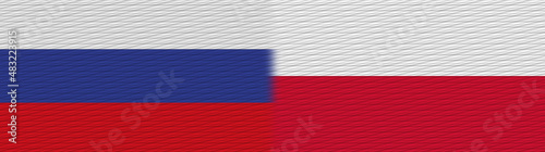 Poland and Russia Fabric Texture Flag     3D Illustration
